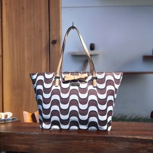 Kate Spade RARE South Poplar Street Francis Tote, Brown Painterly Wave